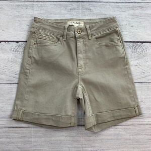 Charlie B Jean Shorts 2 Lightweight Stretch Beige Taupe Cuffed New NWOT